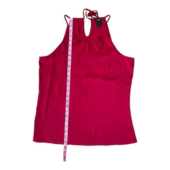 Ann Taylor Satin Silk Red Halter Tank Shell Top Blouse Size 10P Cutouts EUC - Picture 5 of 5